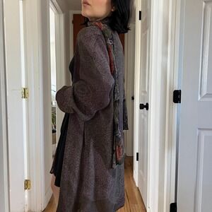 Vintage 90s drapey scarf jacket muted animal print Large purple